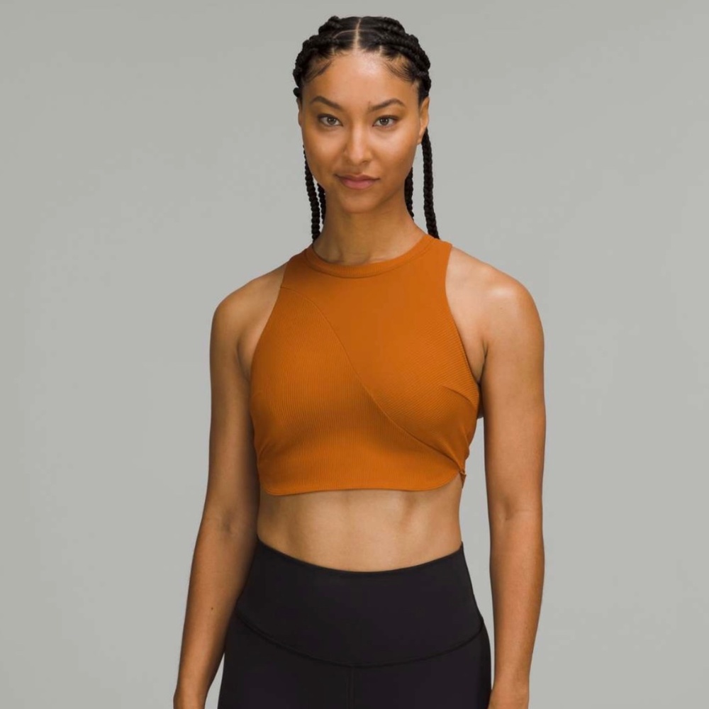 Ribbed Longline Yoga Bra *Light Support C/D Cup Butternut Brown Size 8